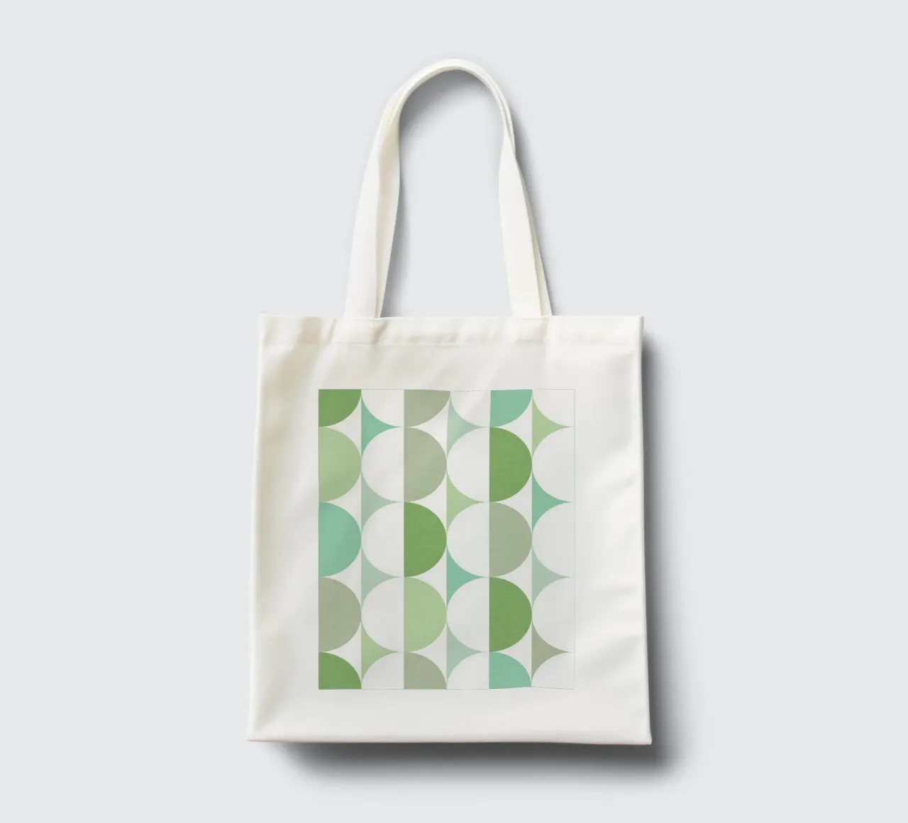 Mid Mod Playful Geo Dots SUN & MOON - Verde pastello tonale borsa in juta da Dominique Vari Abstract