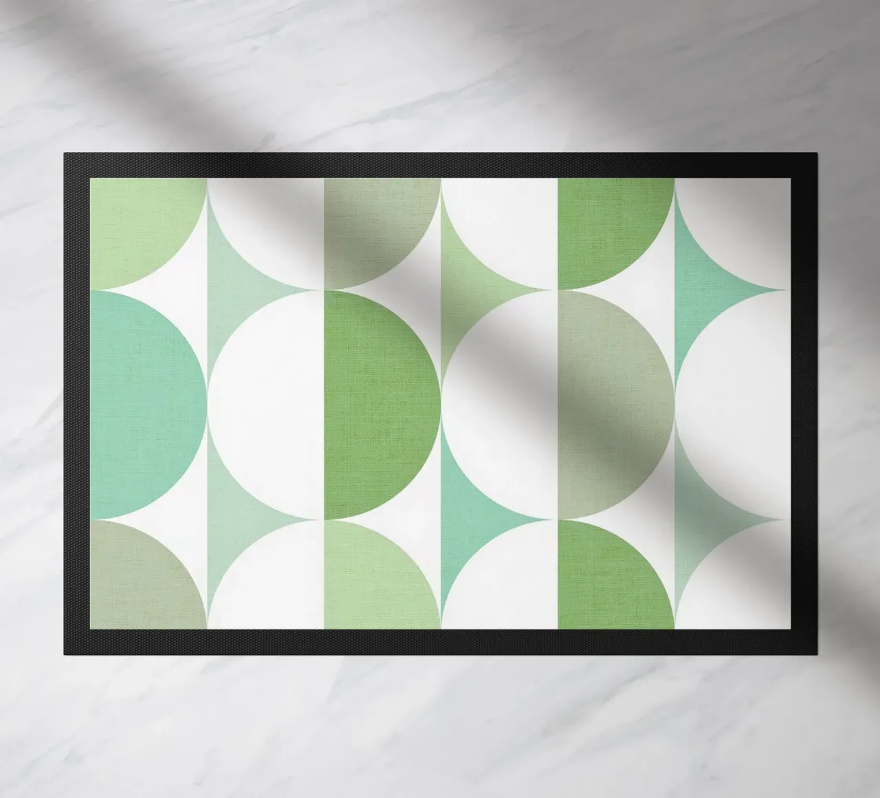 Mid Mod Playful Geo Dots SUN & MOON - Verde pastello tonale zerbino da Dominique Vari Abstract