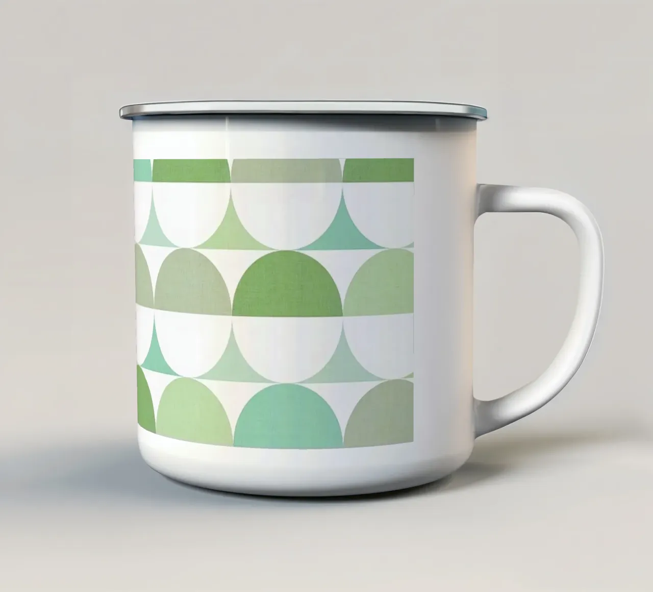 Mid Mod Playful Geo Dots SUN & MOON - Verde pastello tonale tazza in smalto da Dominique Vari Abstract