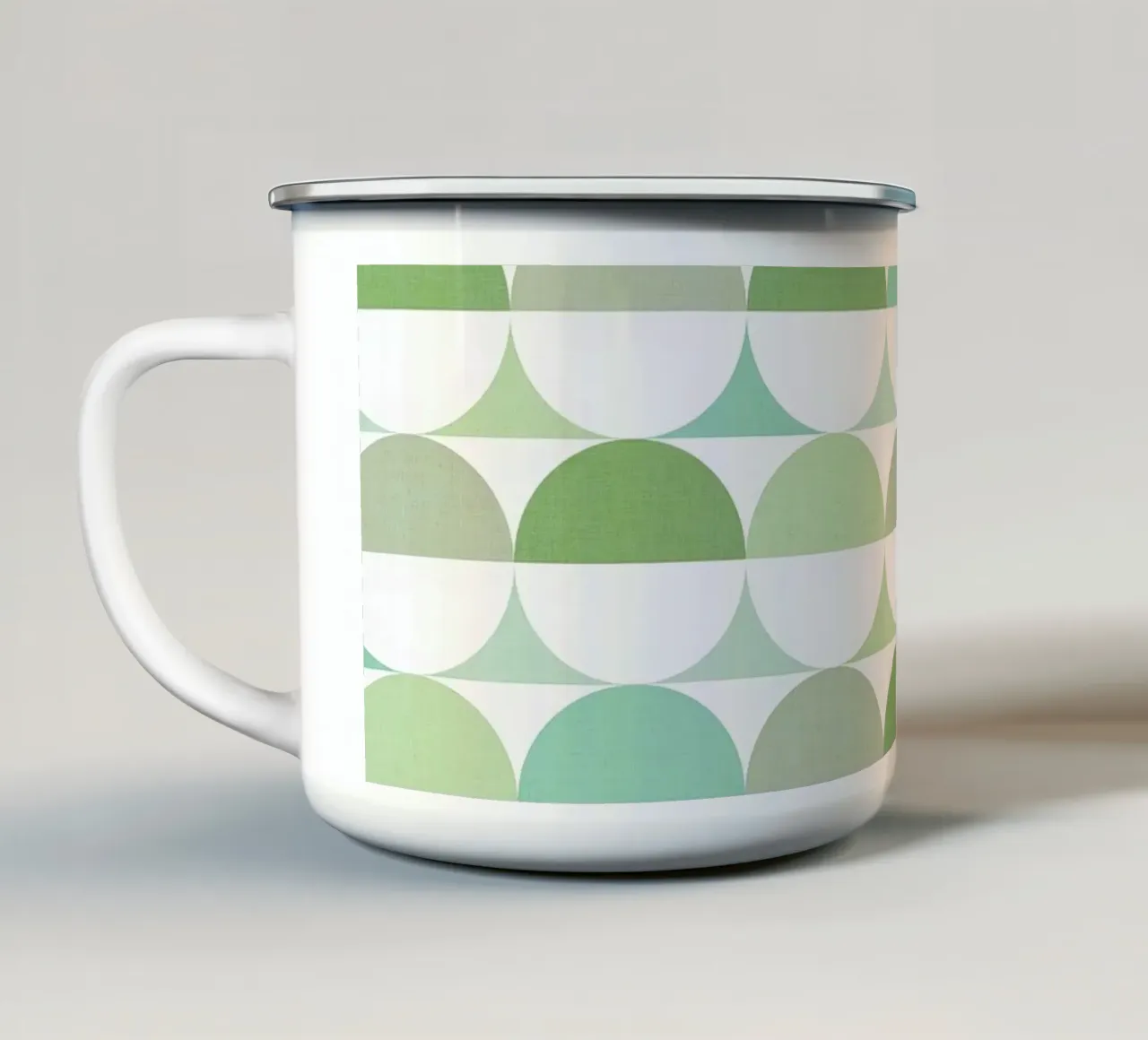 Mid Mod Playful Geo Dots SUN & MOON - Verde pastello tonale tazza in smalto da Dominique Vari Abstract