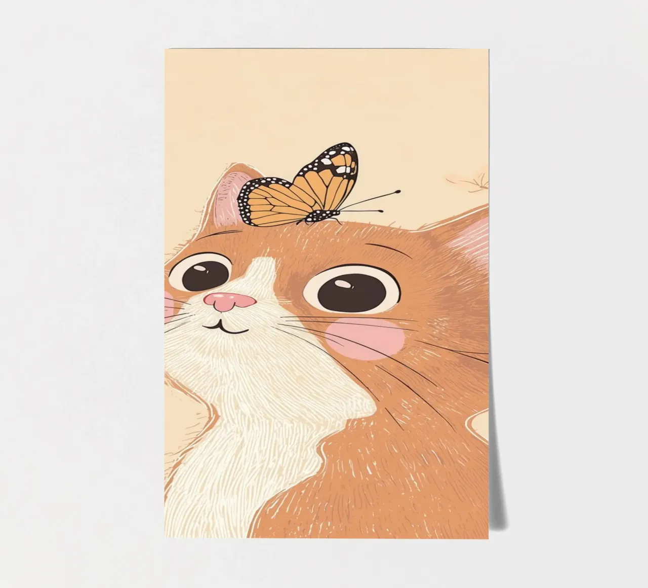 Illustrazione di un gatto carino per la cameretta o la stanza dei bambini foglio adesivo da Little Lola