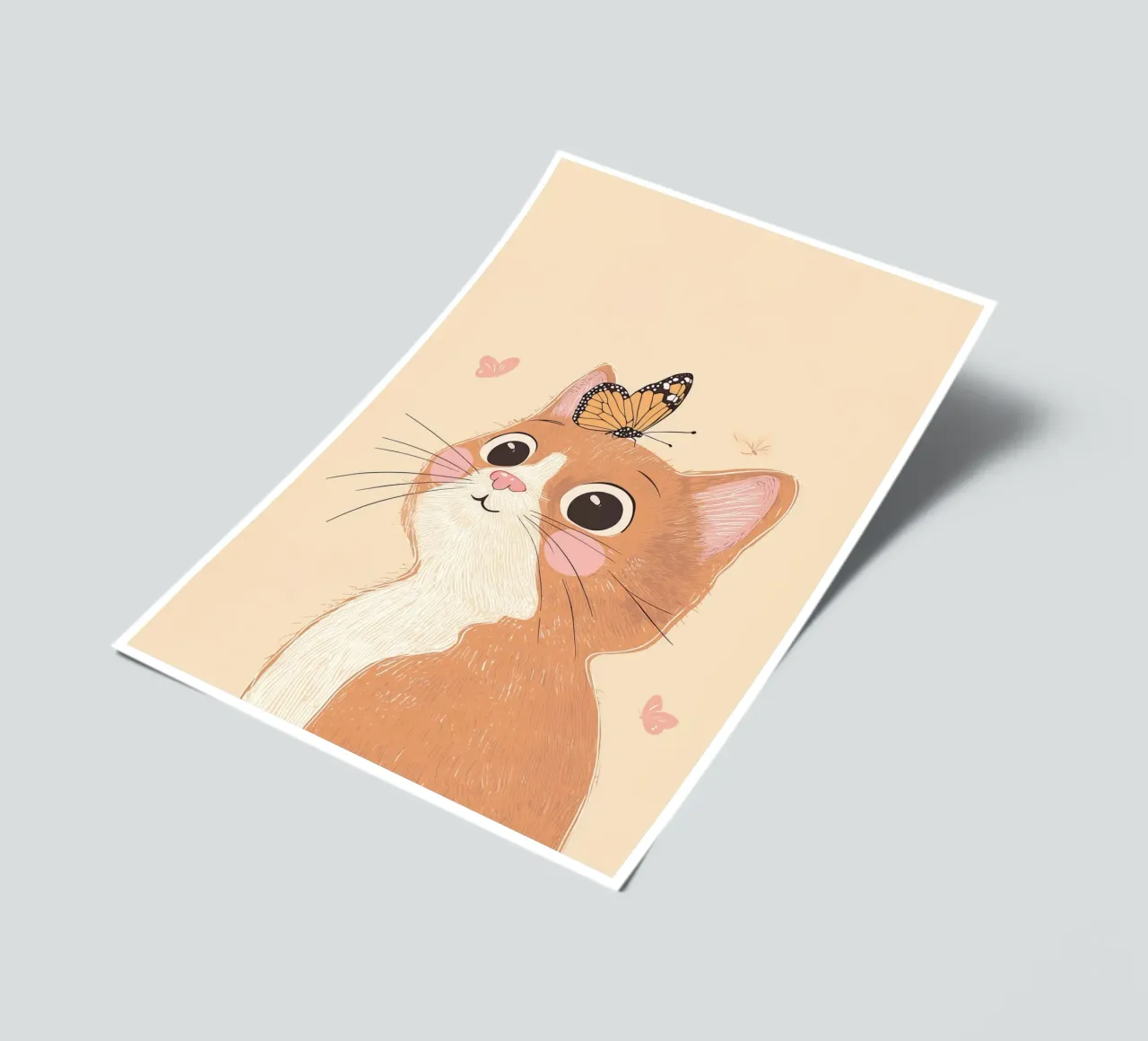 Illustrazione di un gatto carino per la cameretta o la stanza dei bambini foglio adesivo da Little Lola