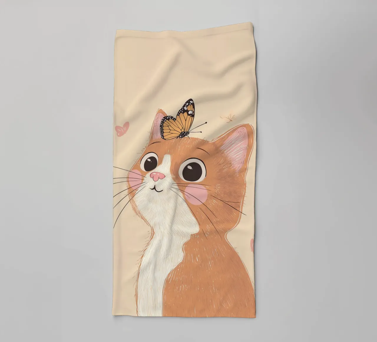 Illustrazione di un gatto carino per la cameretta o la stanza dei bambini asciugamano da bagno da Little Lola