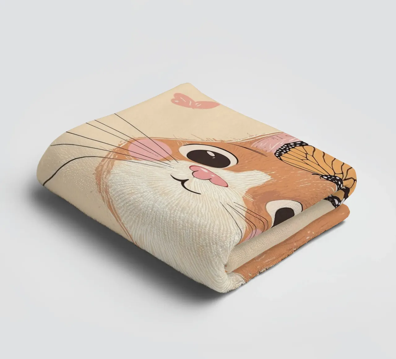 Illustrazione di un gatto carino per la cameretta o la stanza dei bambini asciugamano da bagno da Little Lola