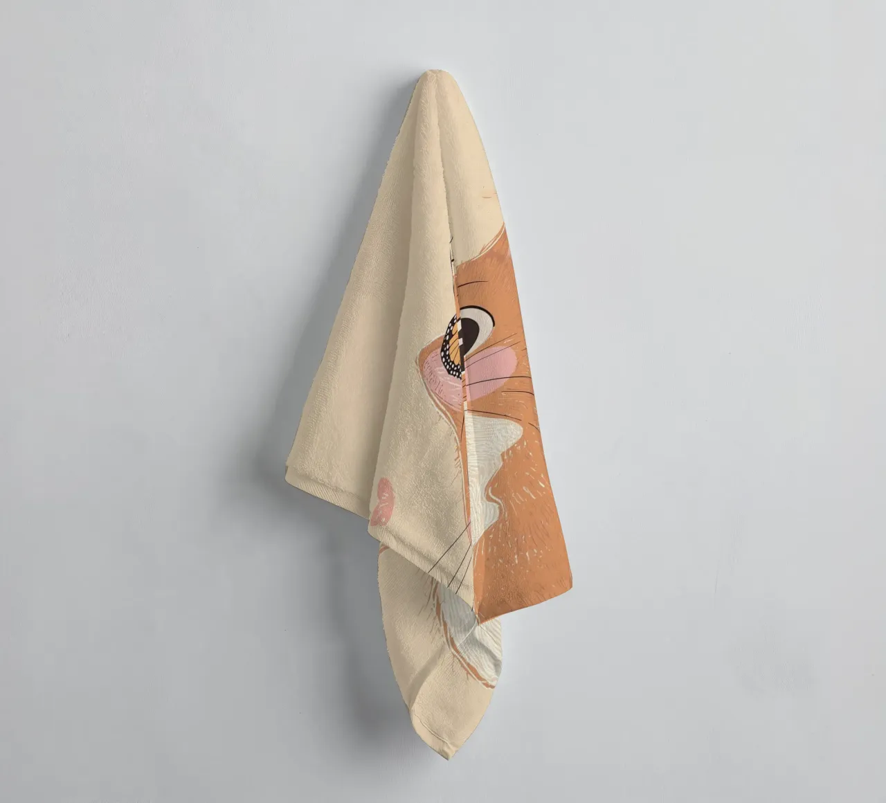 Illustrazione di un gatto carino per la cameretta o la stanza dei bambini asciugamano da bagno da Little Lola