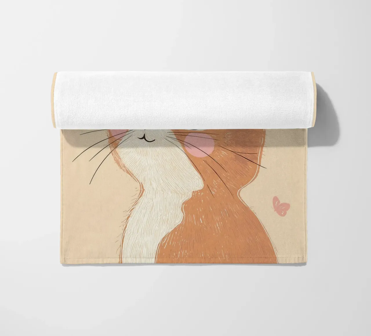 Illustrazione di un gatto carino per la cameretta o la stanza dei bambini telo mare da Little Lola