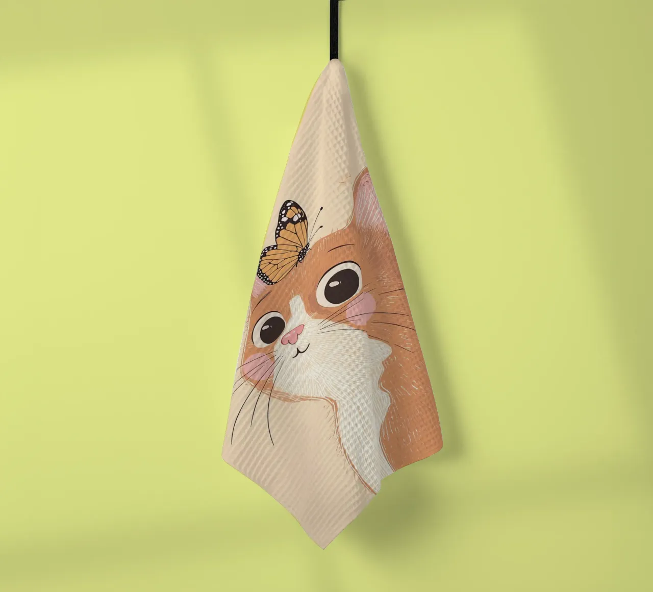 Illustrazione di un gatto carino per la cameretta o la stanza dei bambini canovaccio da cucina da Little Lola