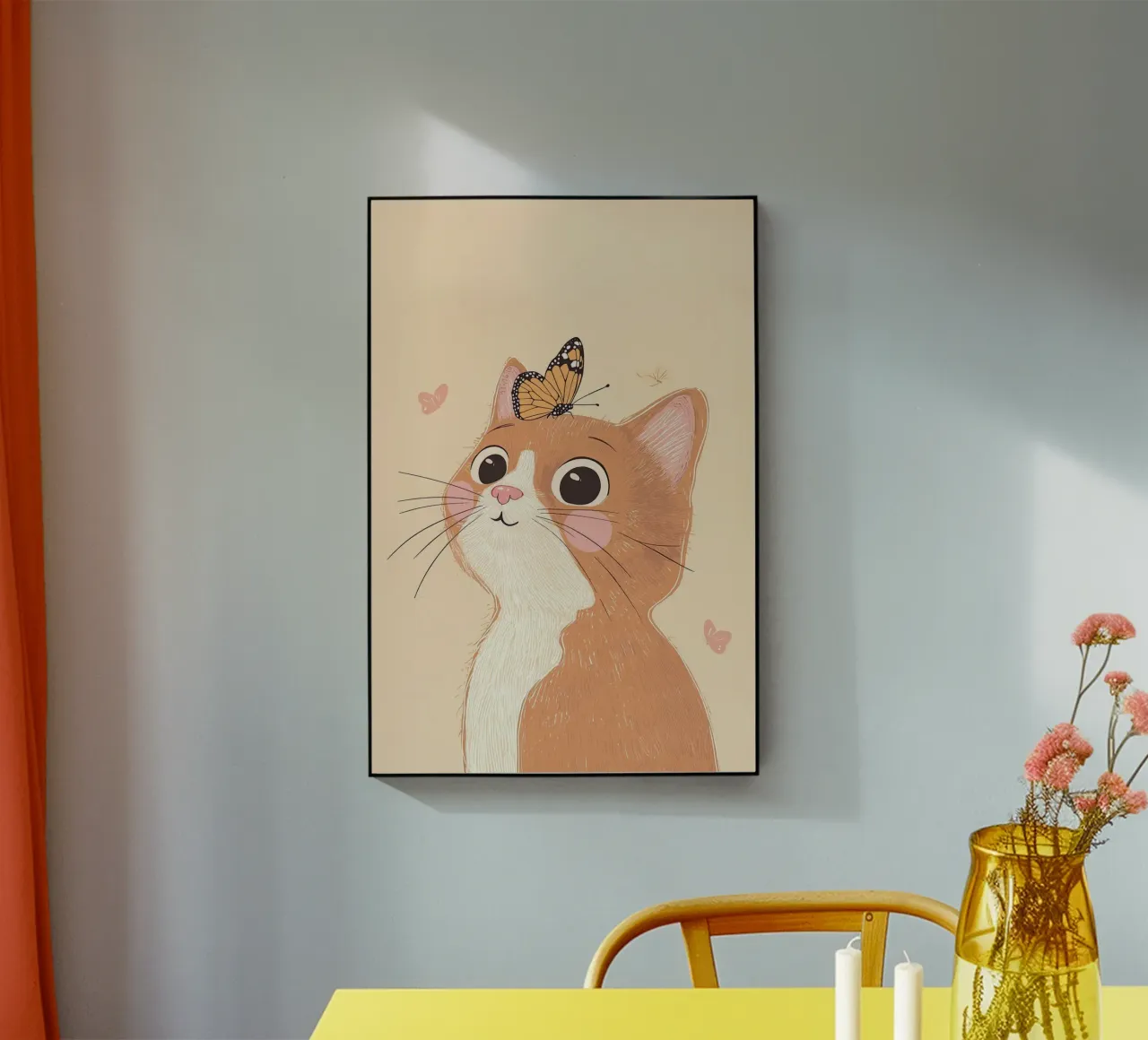 Illustrazione di un gatto carino per la cameretta o la stanza dei bambini plexiglass da Little Lola
