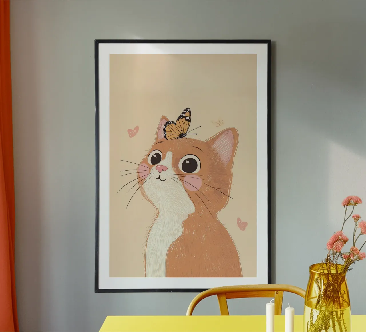 Cute Cat Illustration for Kids Room or Nursery hahnemühle by Little Lola
