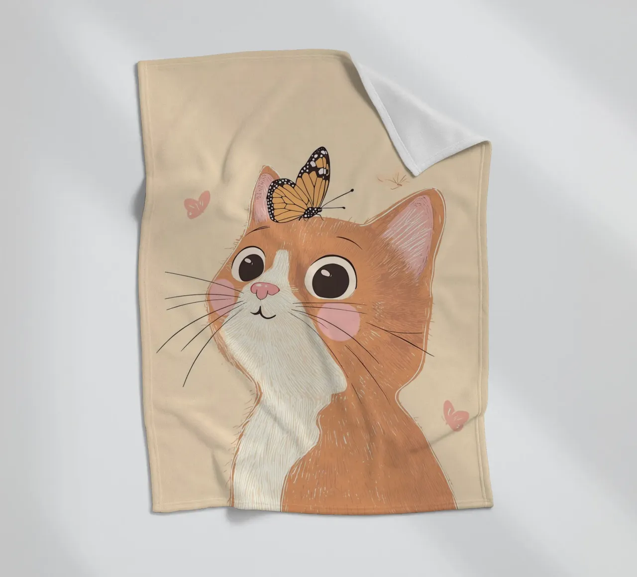 Illustrazione di un gatto carino per la cameretta o la stanza dei bambini coperta in pile da Little Lola