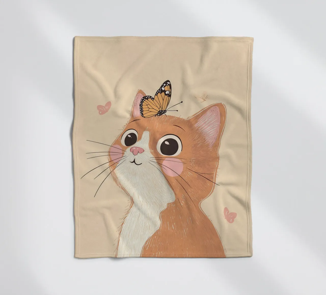 Illustrazione di un gatto carino per la cameretta o la stanza dei bambini coperta in pile da Little Lola