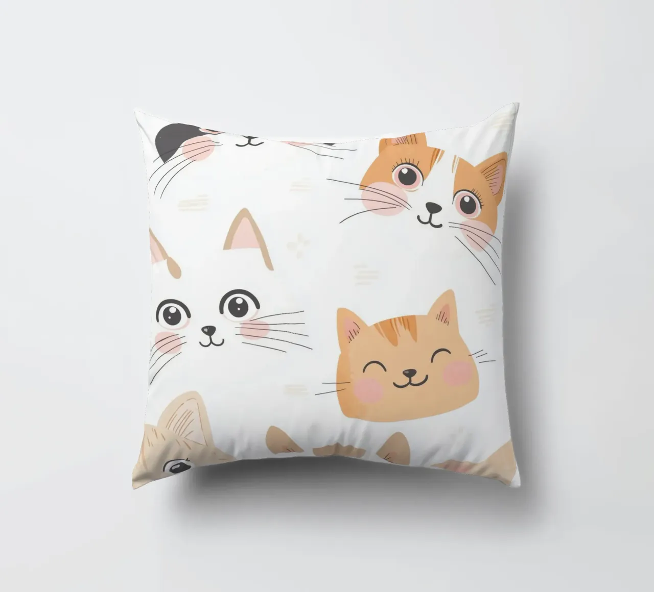 Illustrazione di un gatto per la stanza dei giochi dei bambini, grafica di un gatto carino cuscino da Little Lola