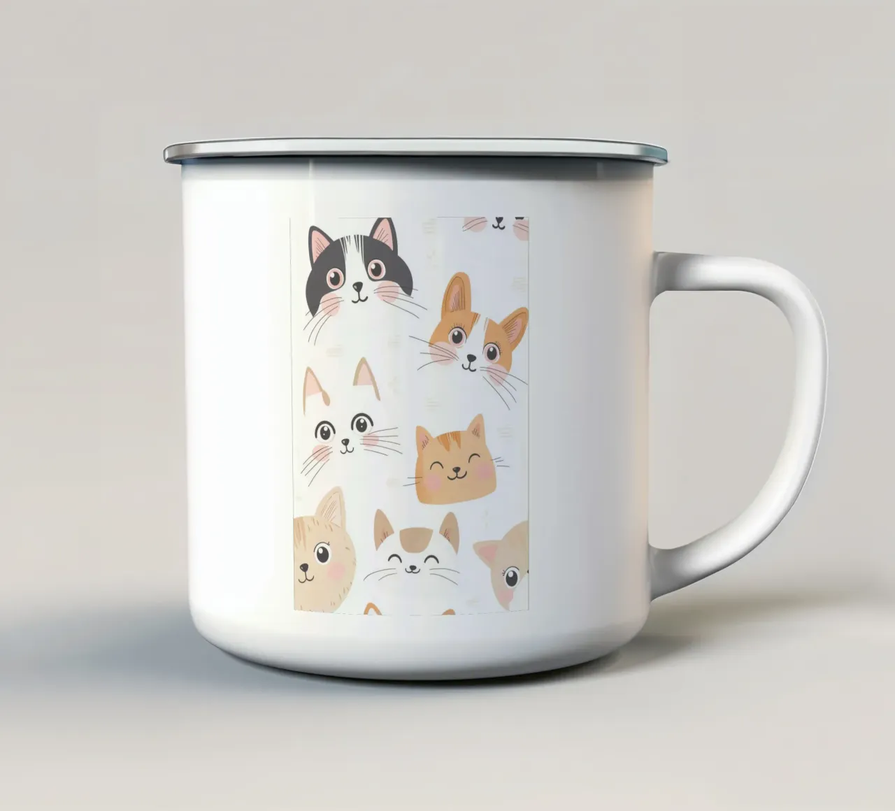 Illustrazione di un gatto per la stanza dei giochi dei bambini, grafica di un gatto carino tazza in smalto da Little Lola