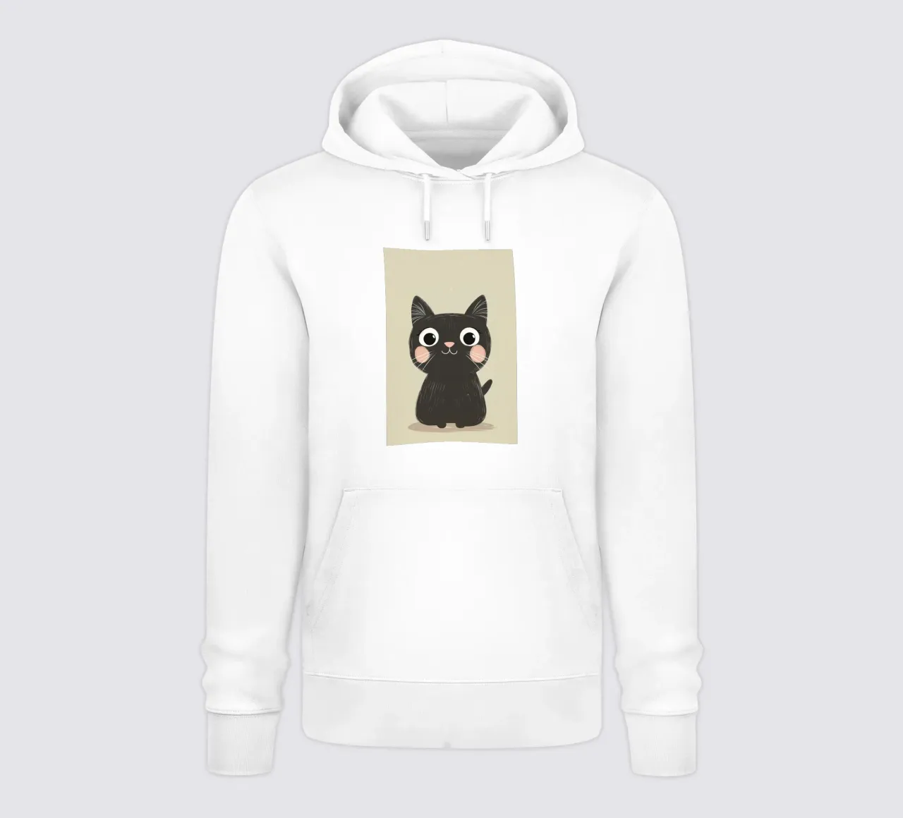 Illustration d'un chat noir mignon pour la chambre d'enfant, Cat Love sweat à capuche de Little Lola
