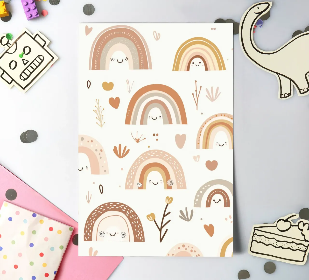 Boho Regenboog Kinderprint, Decor Kinderkamer stickervel van Little Lola
