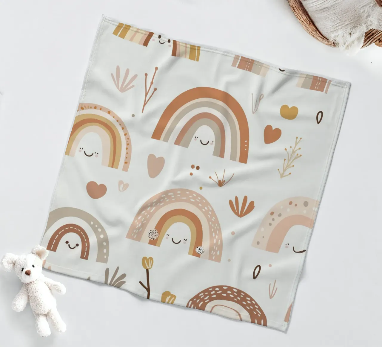Boho Rainbow Children's Print, Nursery Playroom Decor fleece blanket by Little Lola