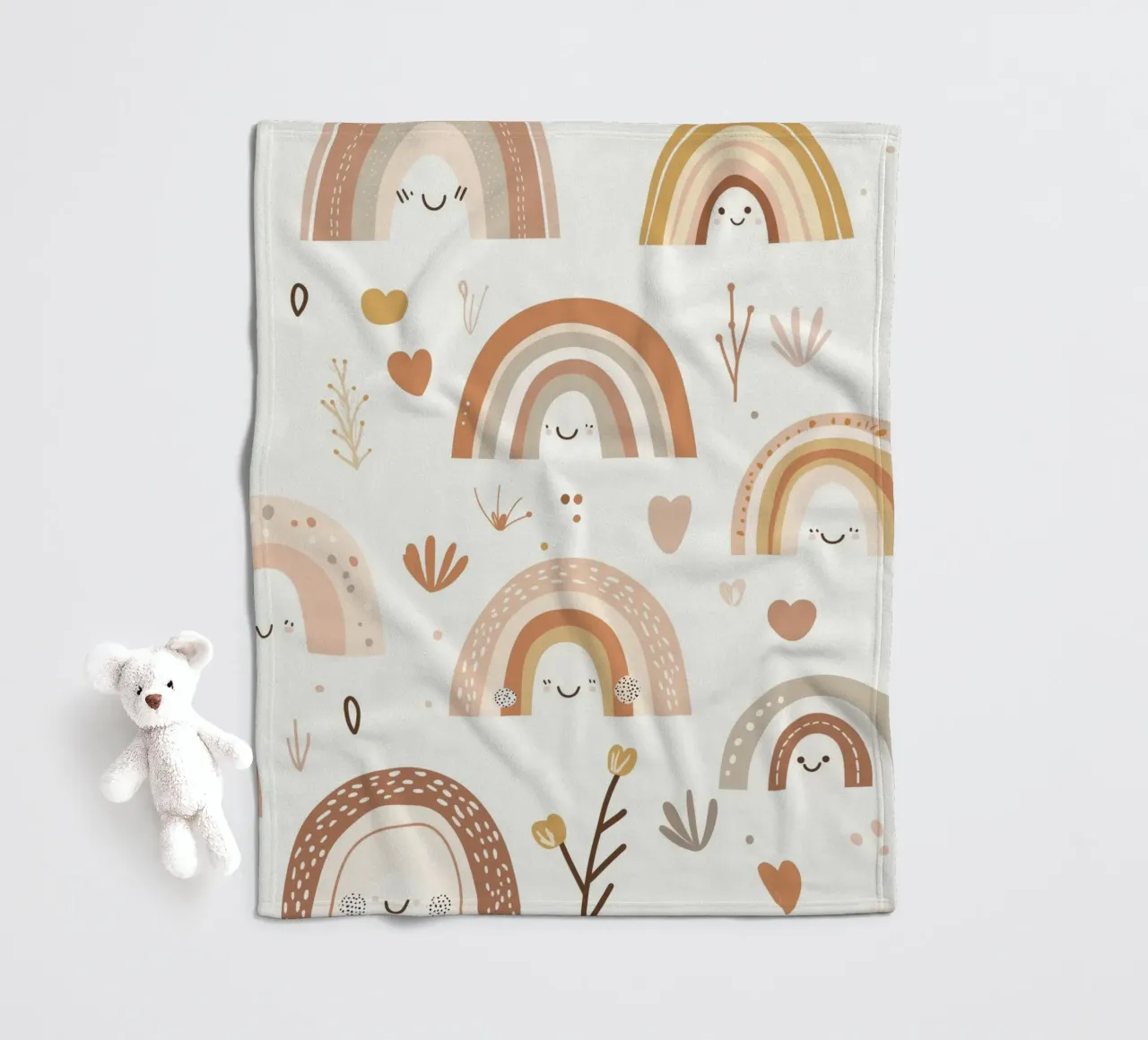 Boho Rainbow Children's Print, Nursery Playroom Decor fleece blanket by Little Lola