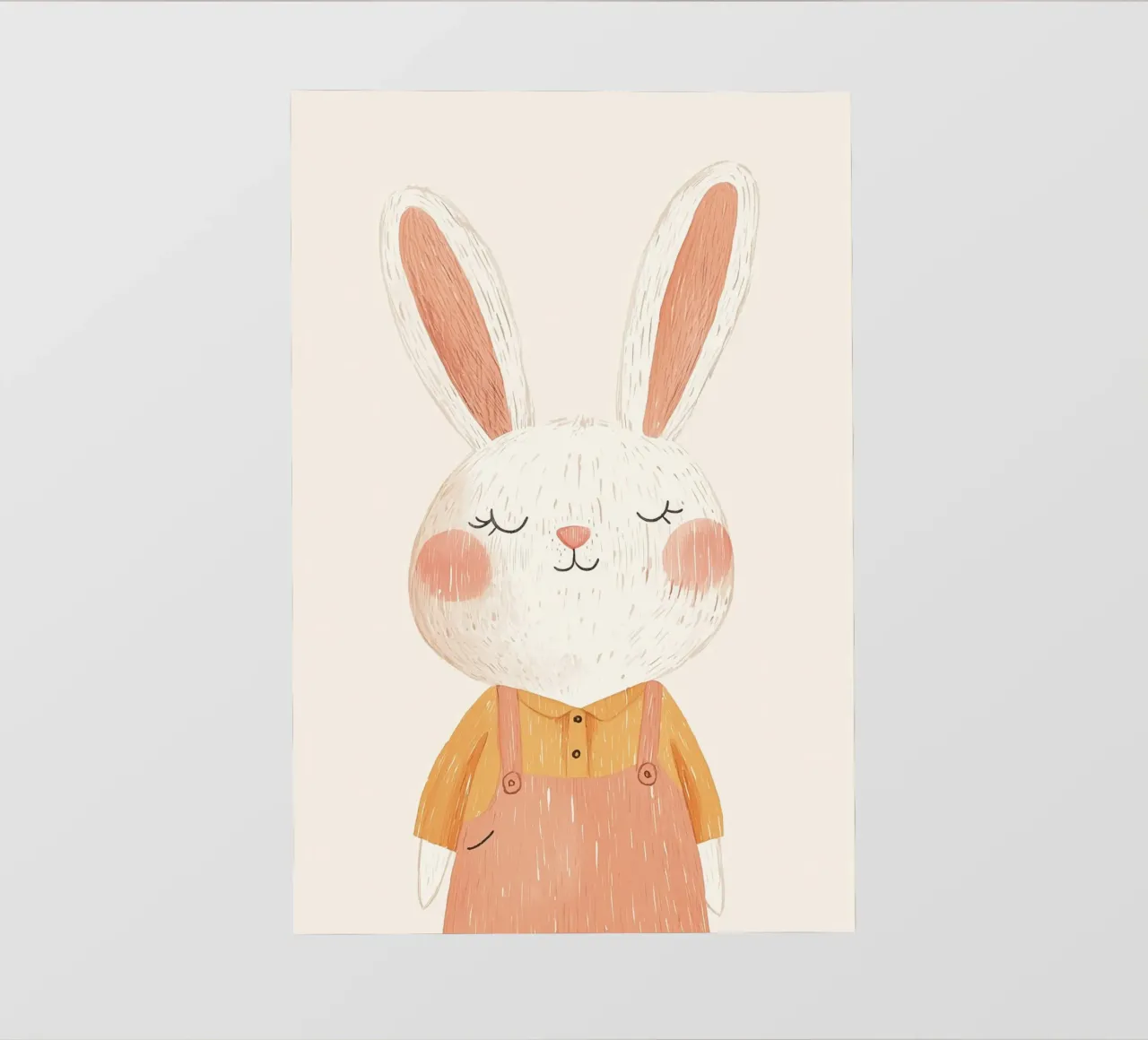 Illustrazione di un coniglietto carino per la cameretta o la stanza dei bambini telo in pvc da Little Lola