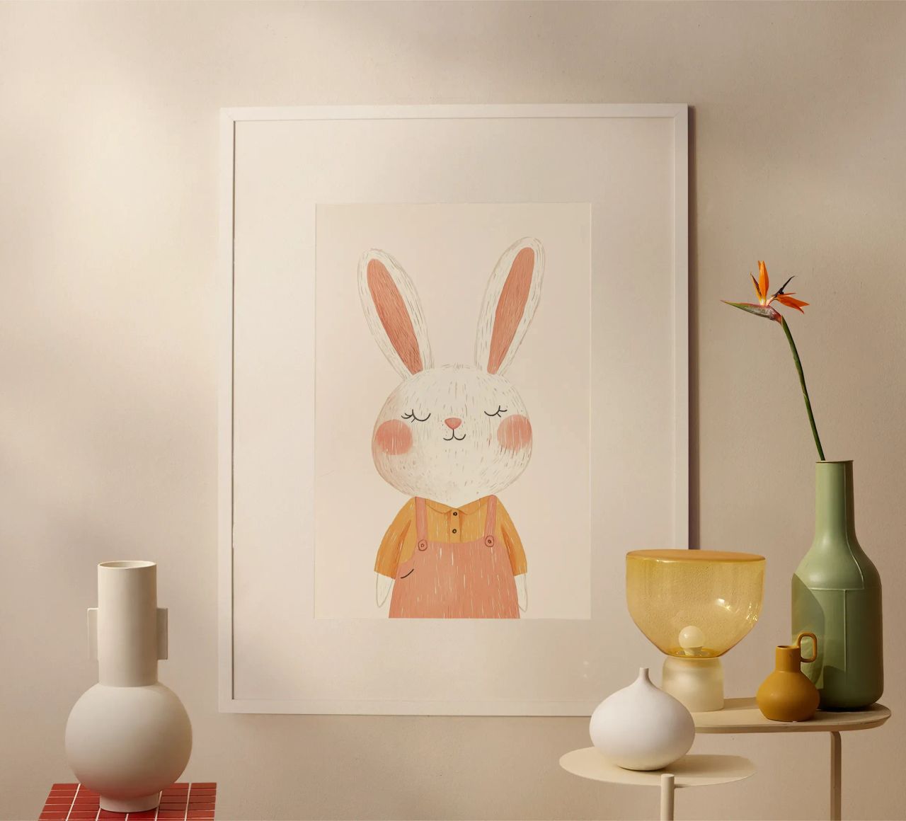 Niedliches Häschen Illustration für Kinderzimmer oder Kinderzimmer Poster von Little Lola