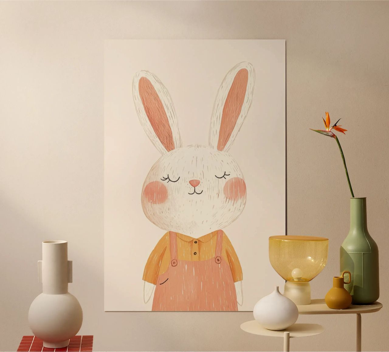 Niedliches Häschen Illustration für Kinderzimmer oder Kinderzimmer Poster von Little Lola
