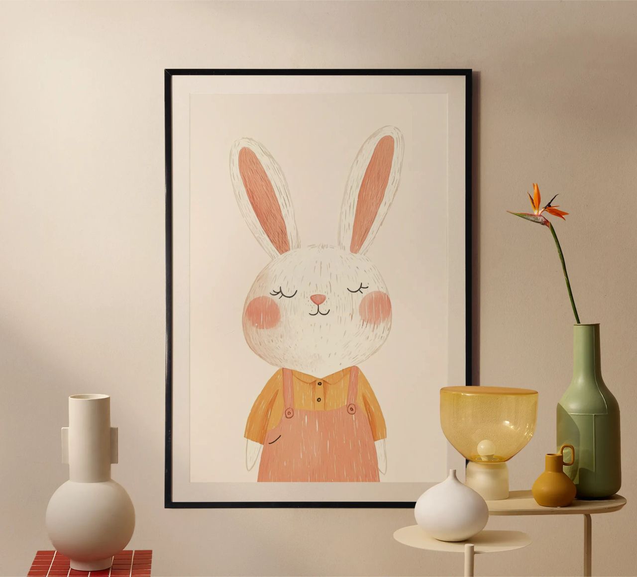 Niedliches Häschen Illustration für Kinderzimmer oder Kinderzimmer Poster von Little Lola