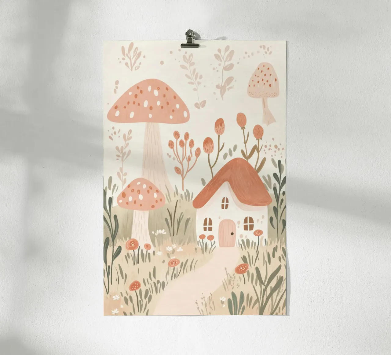 Fairytale Cottage, Fairy Illustration, Nursery Print Kids poster by Little Lola