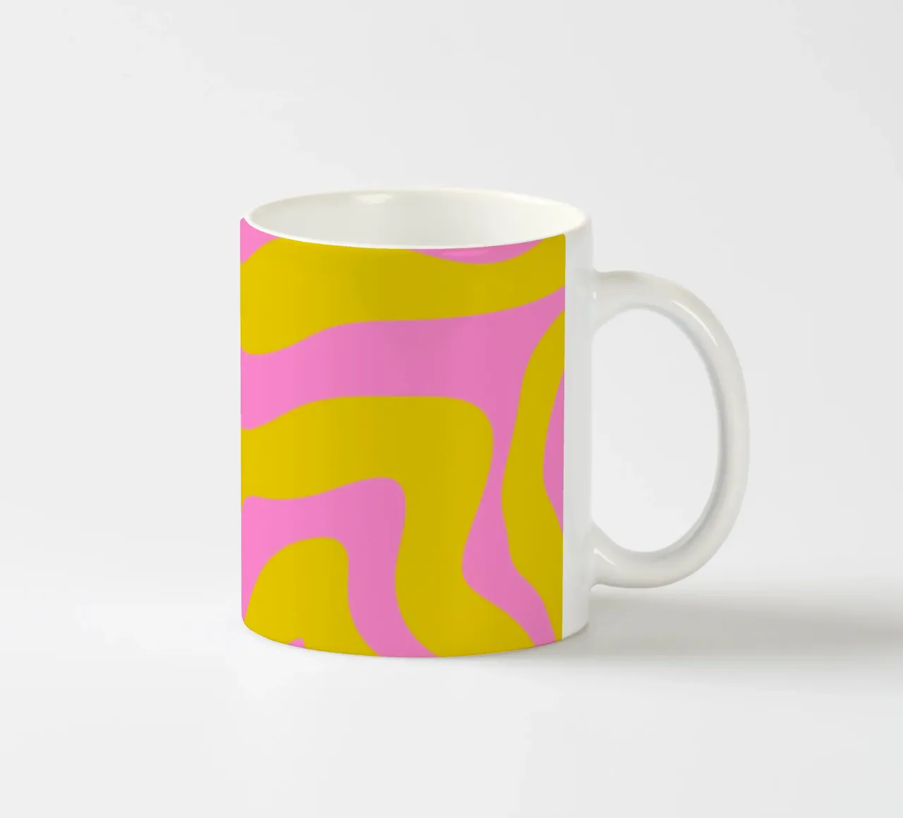 Linee astratte - rosa e giallo tazza in ceramica da Wackapacka