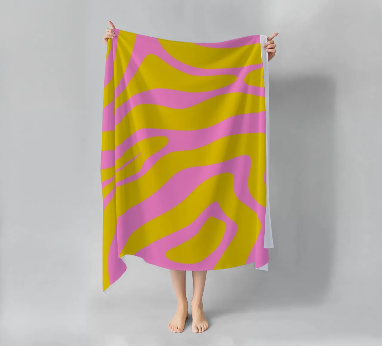 Linee astratte - rosa e giallo telo mare da Wackapacka