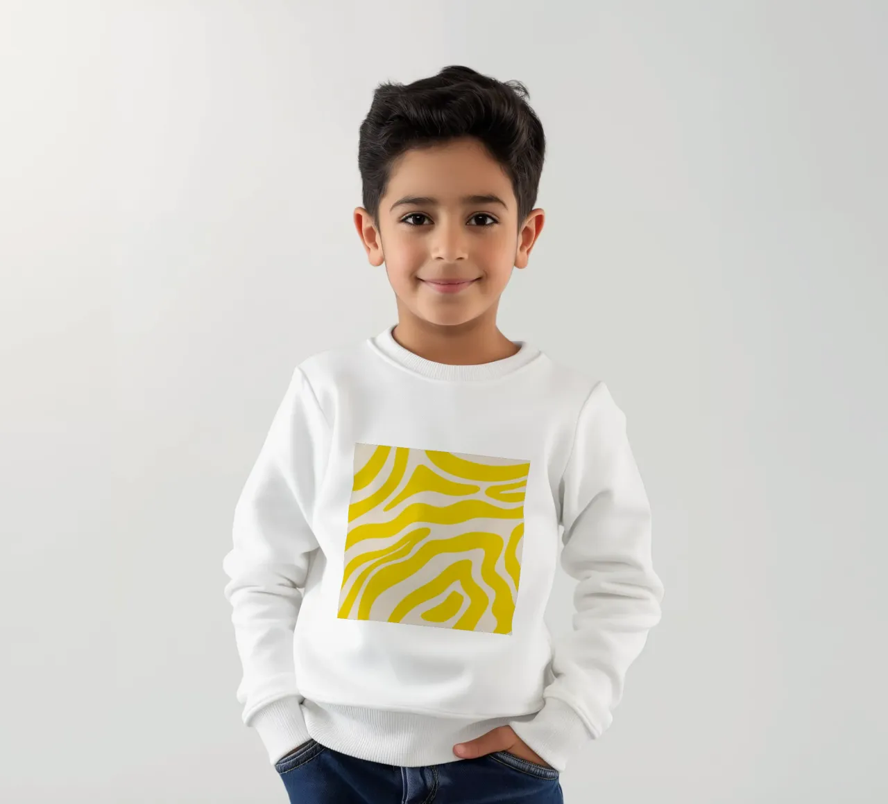 Linee astratte - giallo e crema felpa bambino da Wackapacka