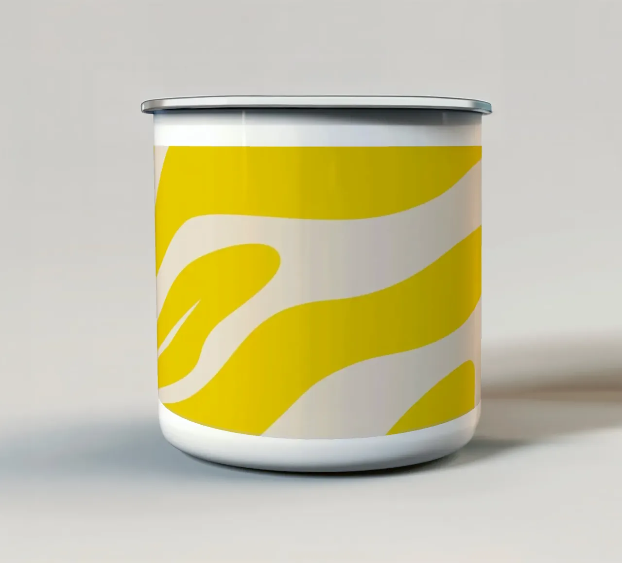 Abstrakte Linien - gelb und cremefarben Emaille Tasse von Wackapacka