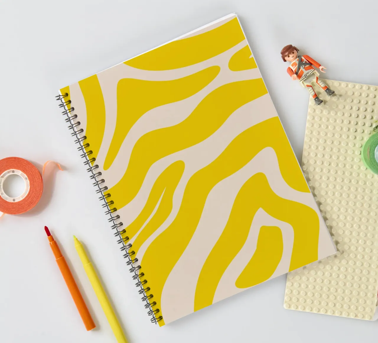 Abstract lines - yellow and cream spiral notebook by Wackapacka
