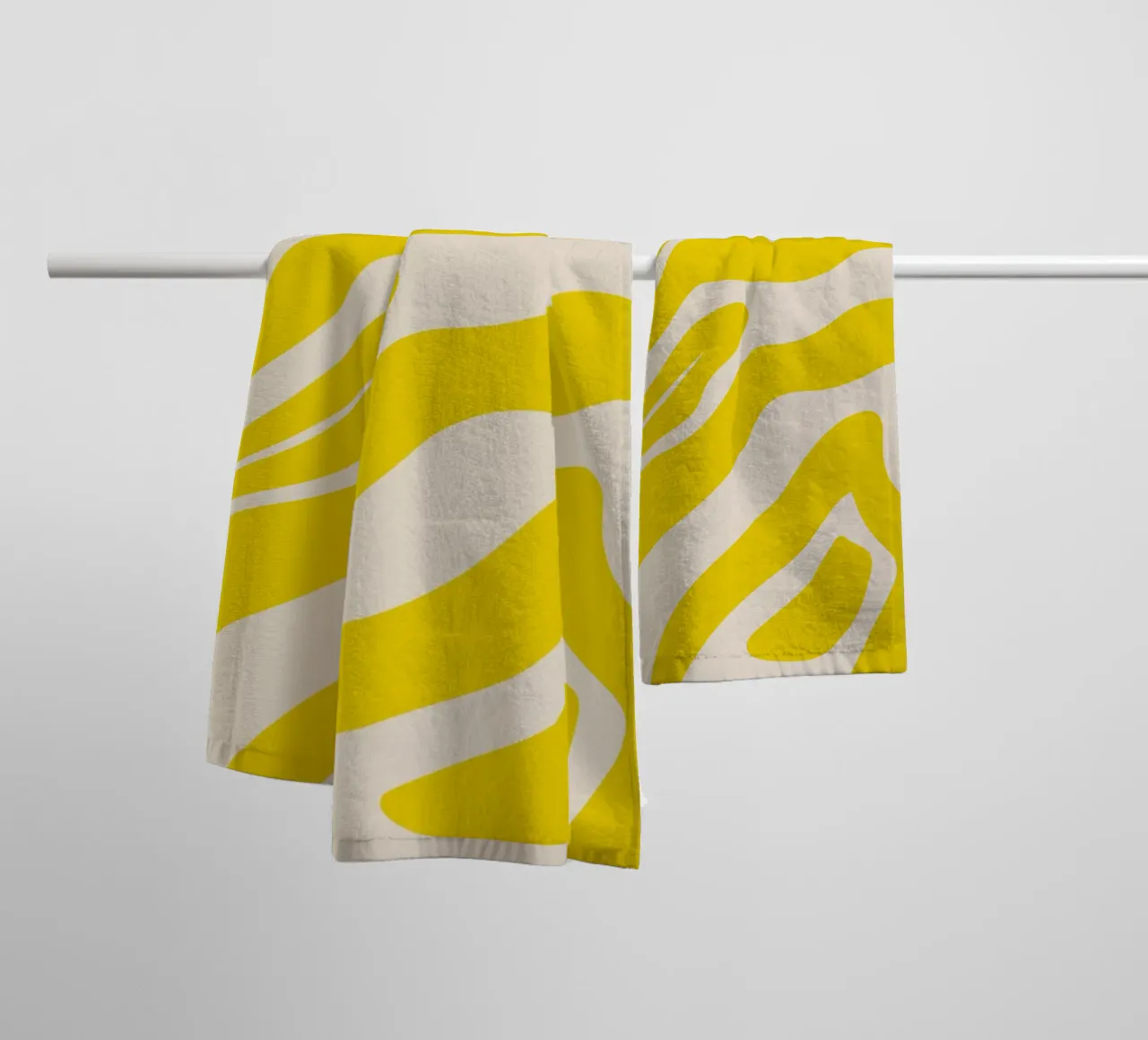 Abstract lines - yellow and cream towel by Wackapacka
