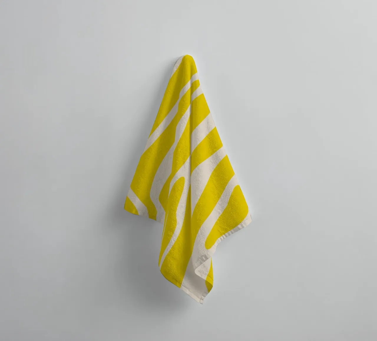 Abstract lines - yellow and cream towel by Wackapacka