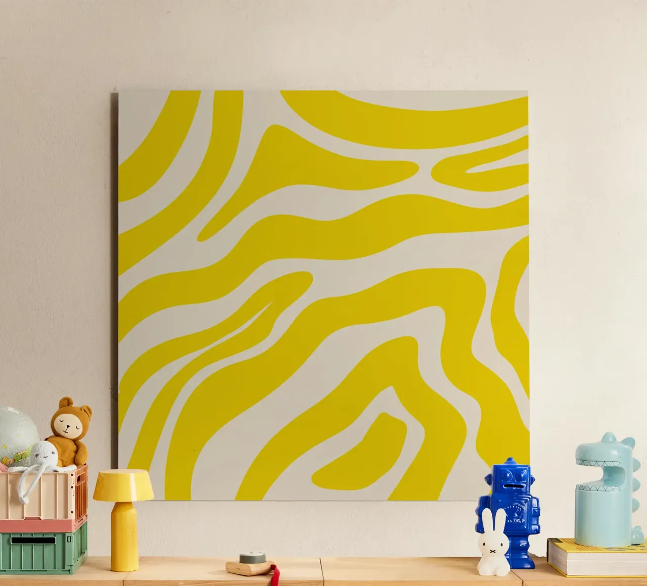 Linee astratte - giallo e crema alluminio dibond da Wackapacka