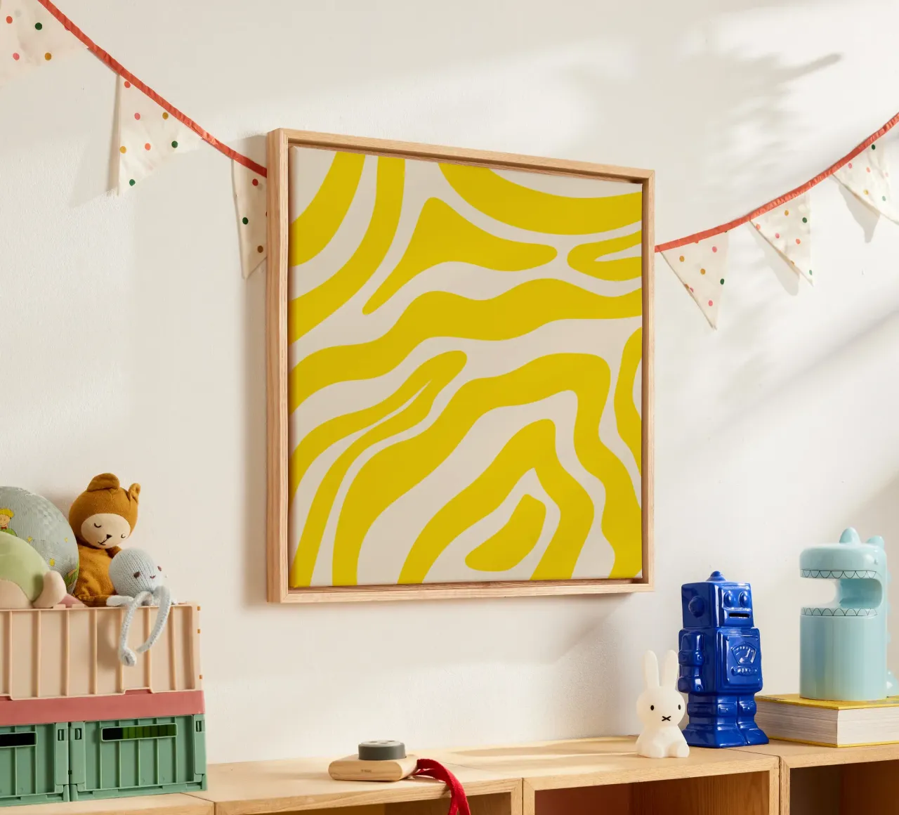 Abstrakte Linien - gelb und cremefarben Leinwand von Wackapacka