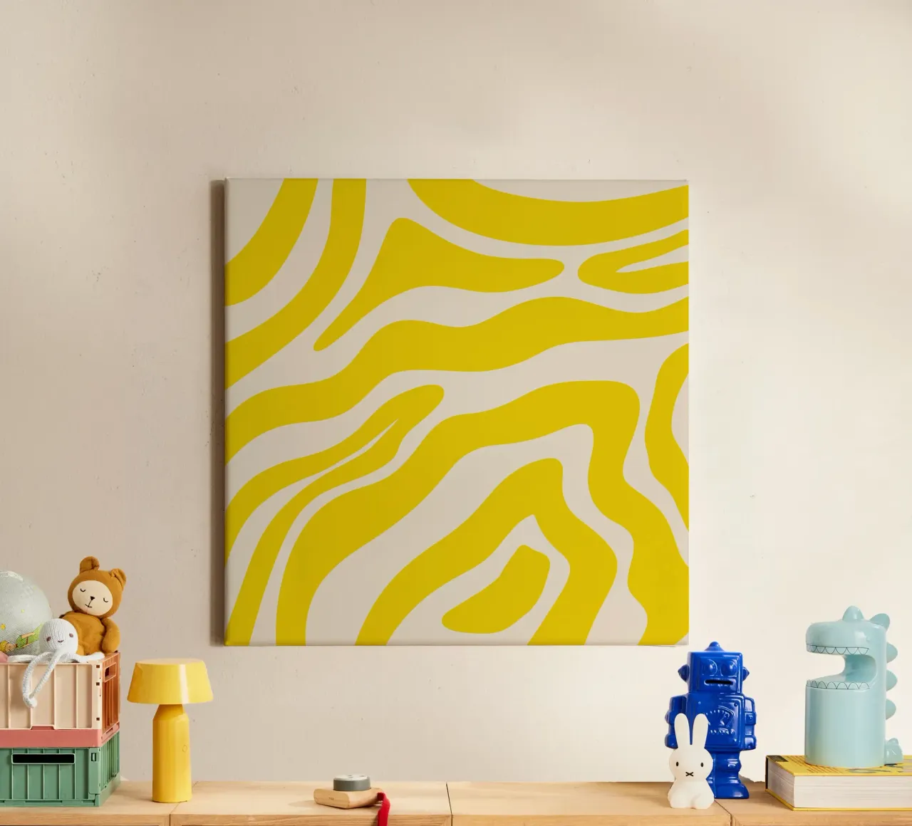 Abstrakte Linien - gelb und cremefarben Leinwand von Wackapacka