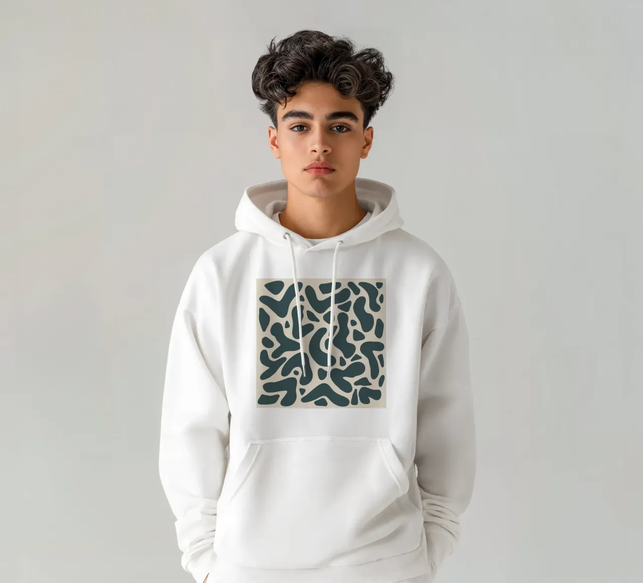 Forme astratte - grigio-verde felpa con cappuccio da Wackapacka