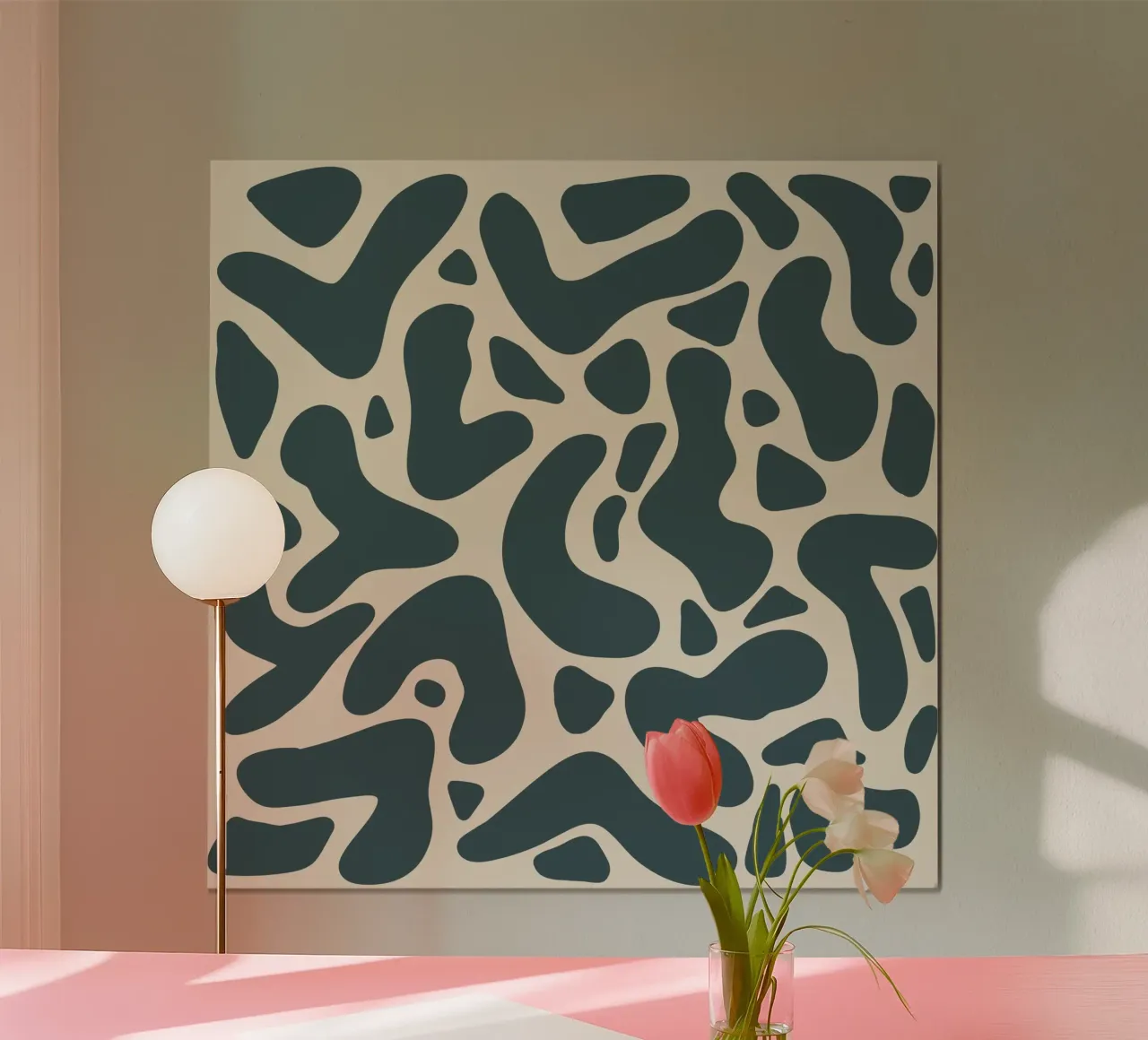 Forme astratte - grigio-verde poster con telaio in plastica da Wackapacka
