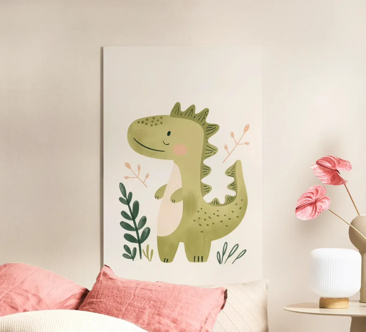 Illustration de dinosaures en aquarelle pour la chambre d'enfant, la salle de jeux des garçons plexiglas de Little Lola