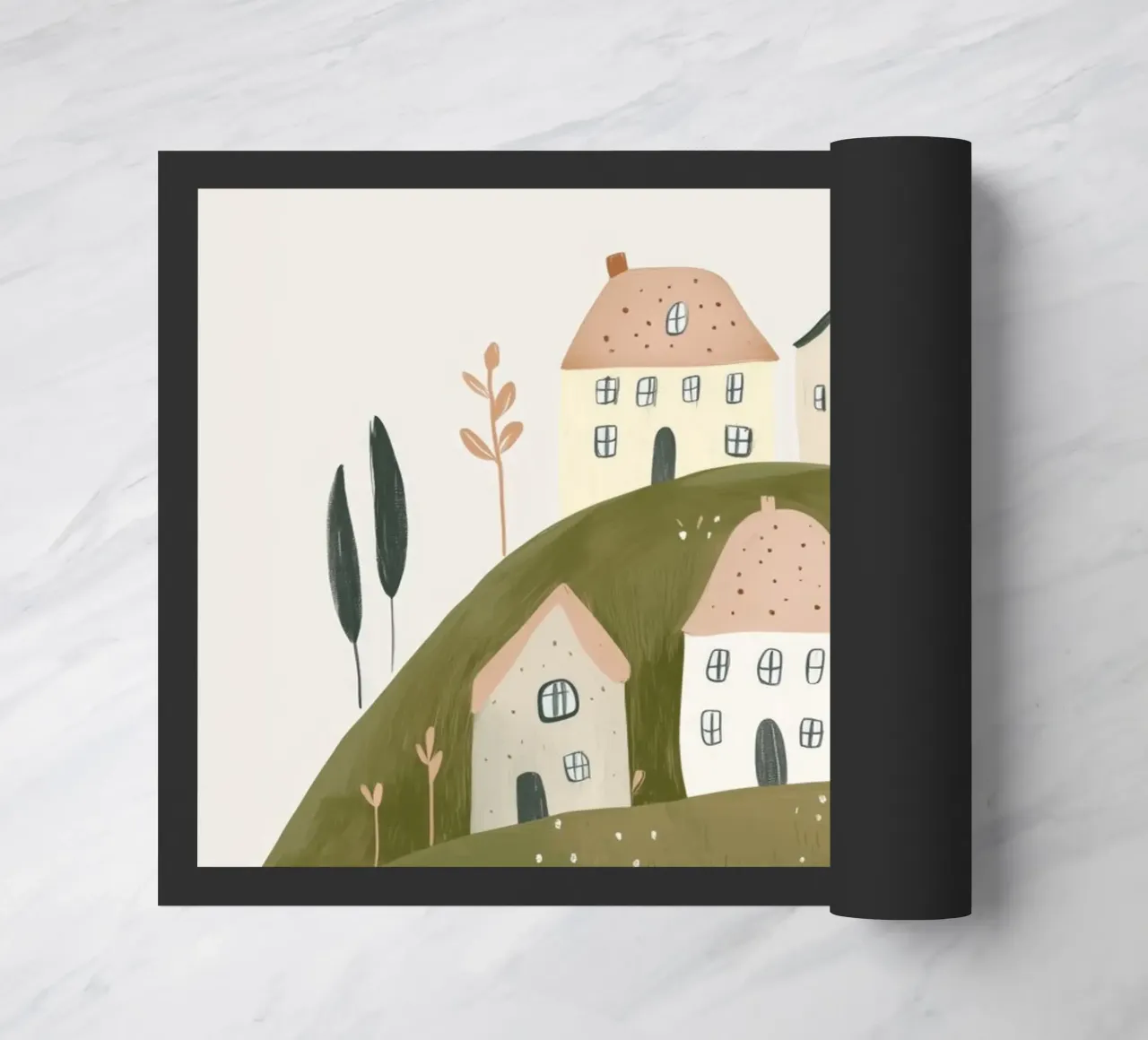 Boho Print with Cottages doormat by Little Lola