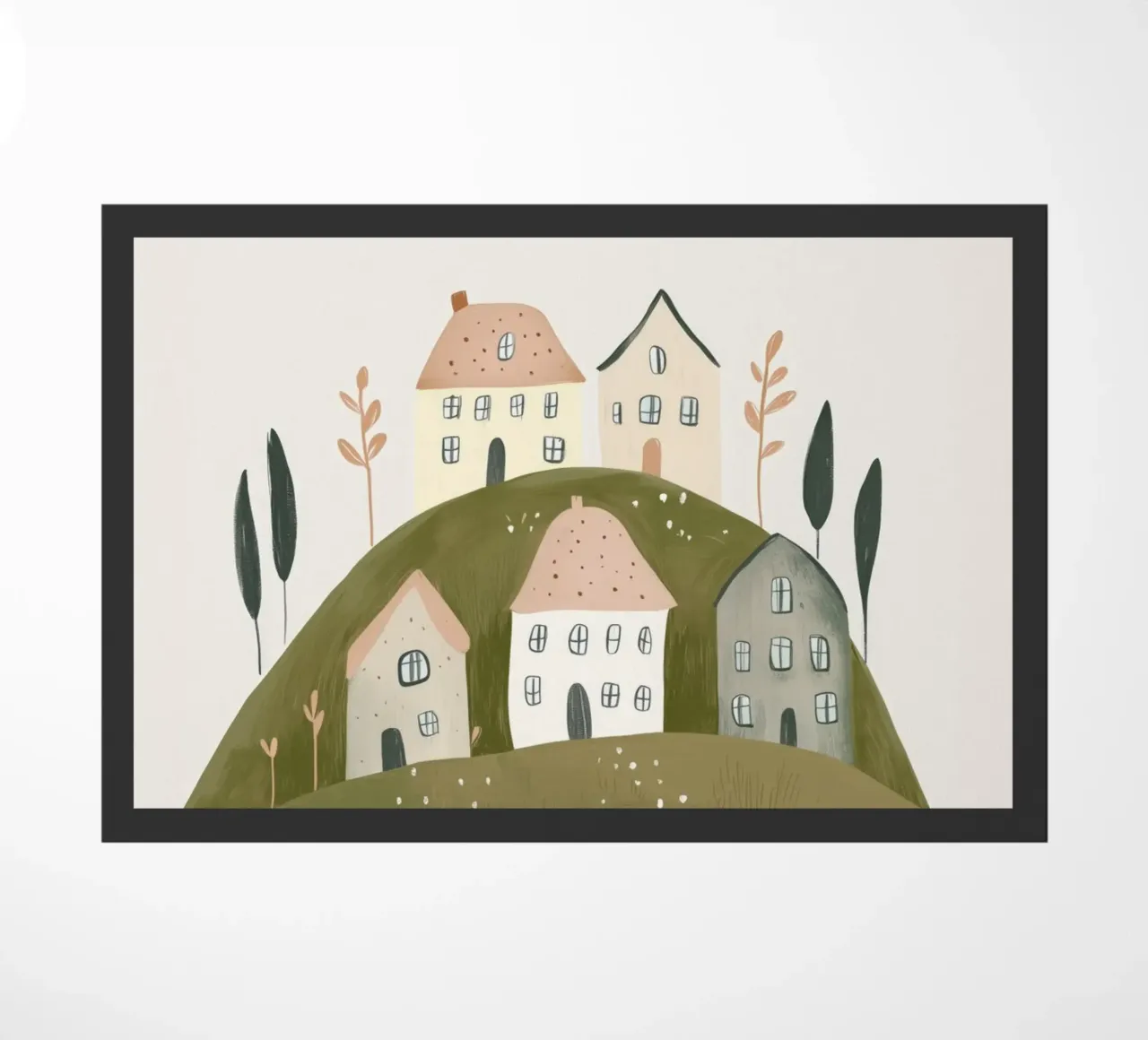 Boho Print with Cottages doormat by Little Lola