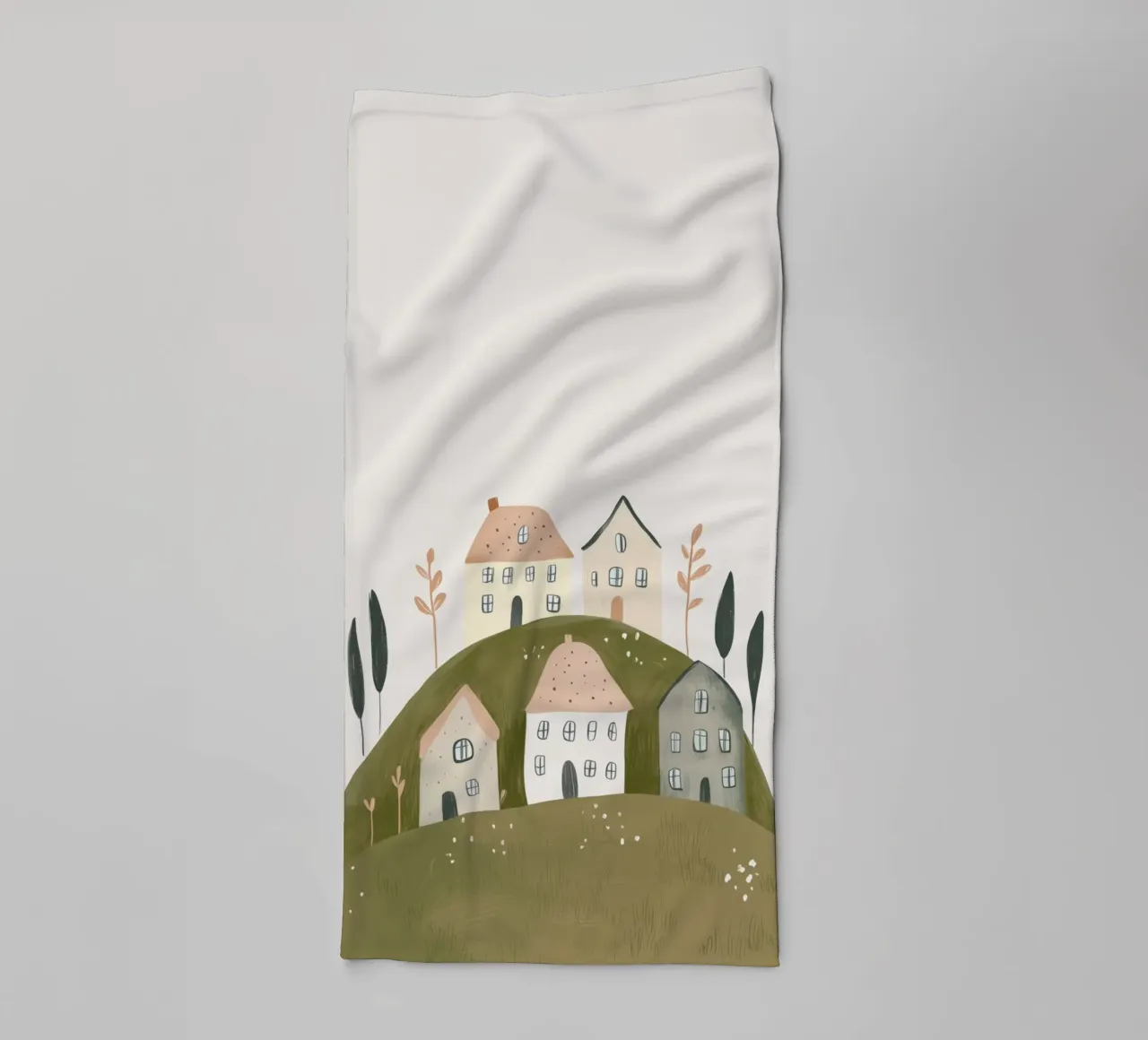 Boho Print with Cottages towel by Little Lola