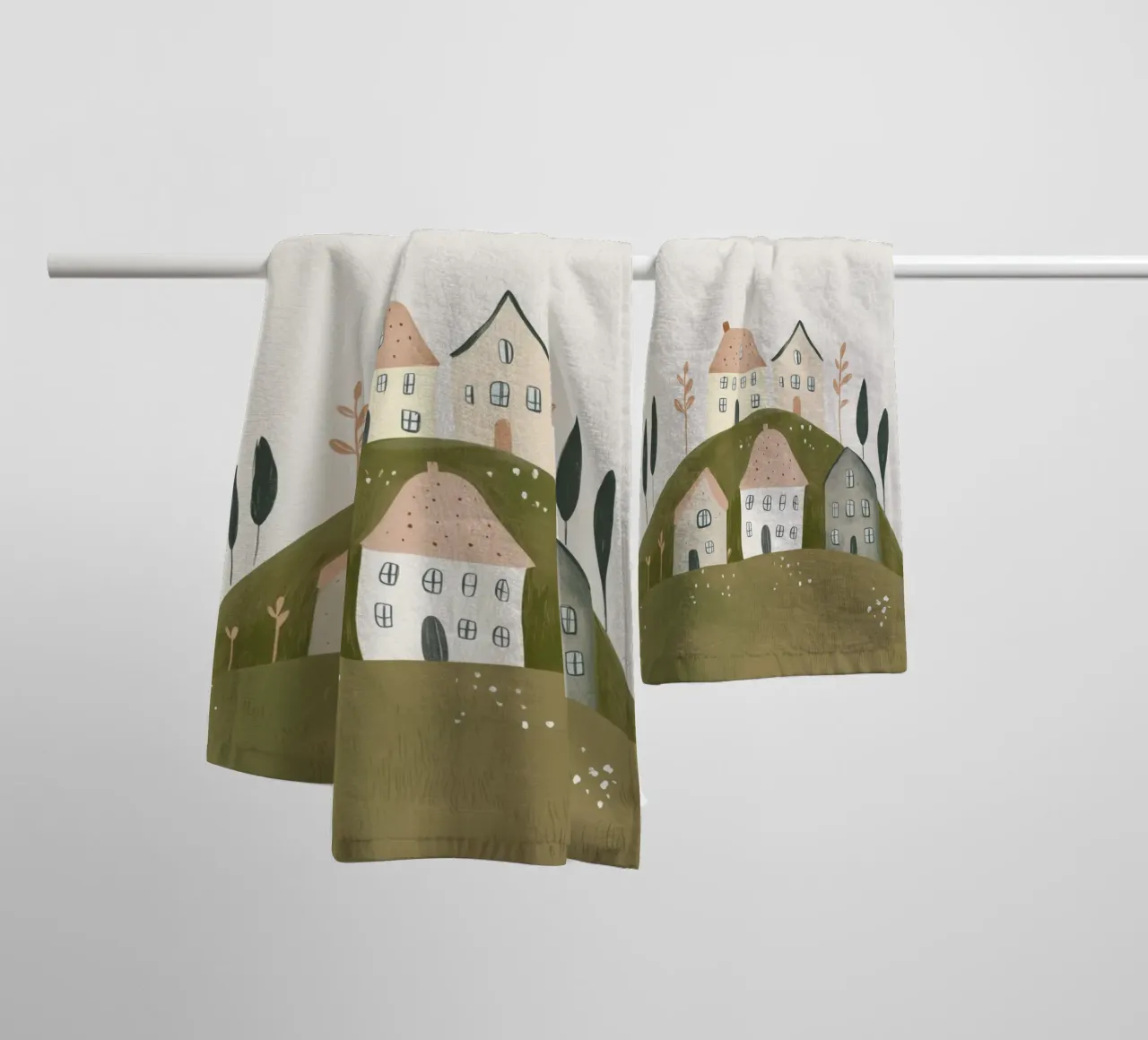 Boho Print with Cottages towel by Little Lola