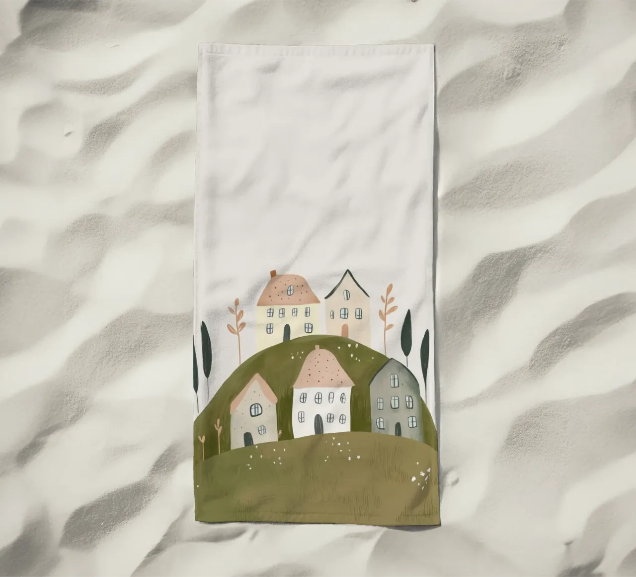 Boho Print with Cottages beach towel by Little Lola