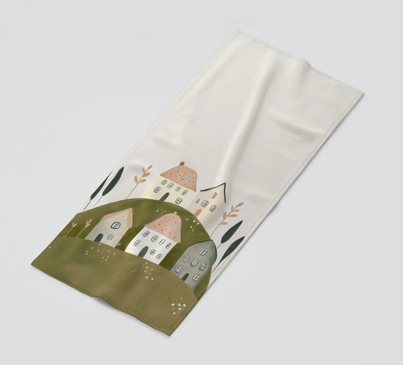 Boho Print with Cottages beach towel by Little Lola