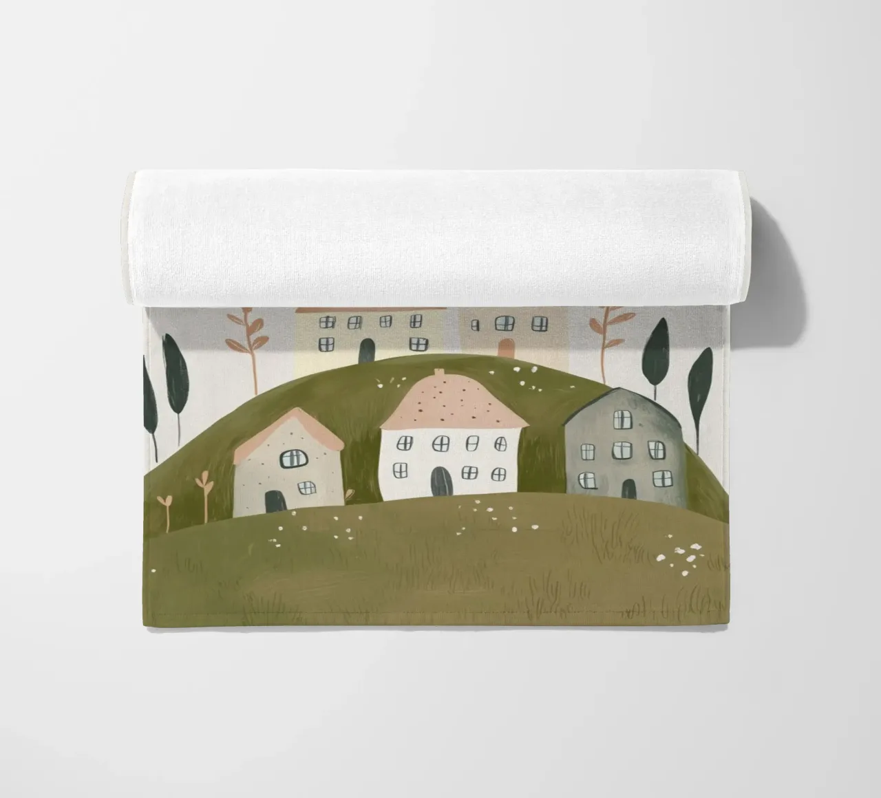 Boho Print with Cottages beach towel by Little Lola