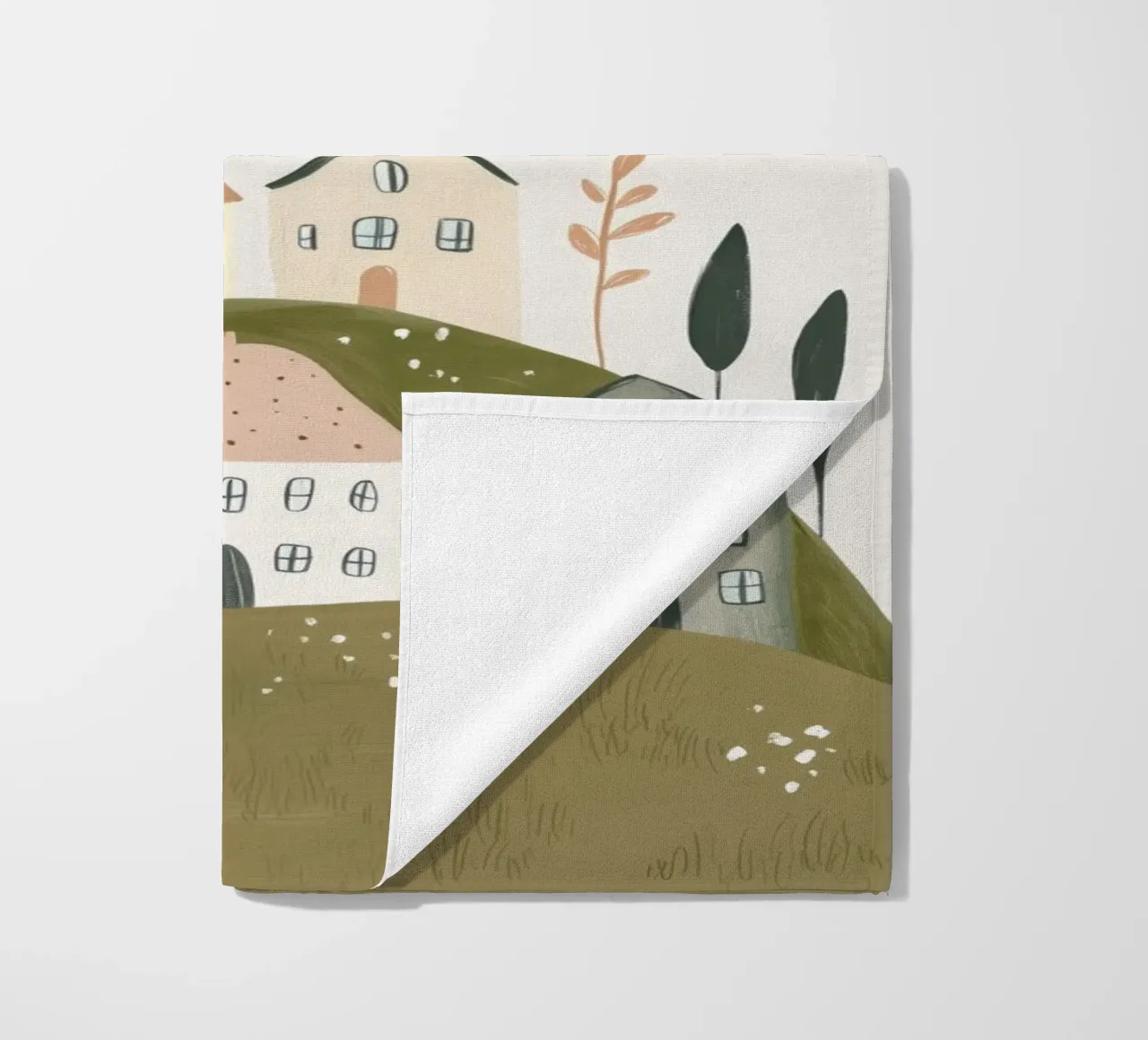 Boho Print with Cottages beach towel by Little Lola