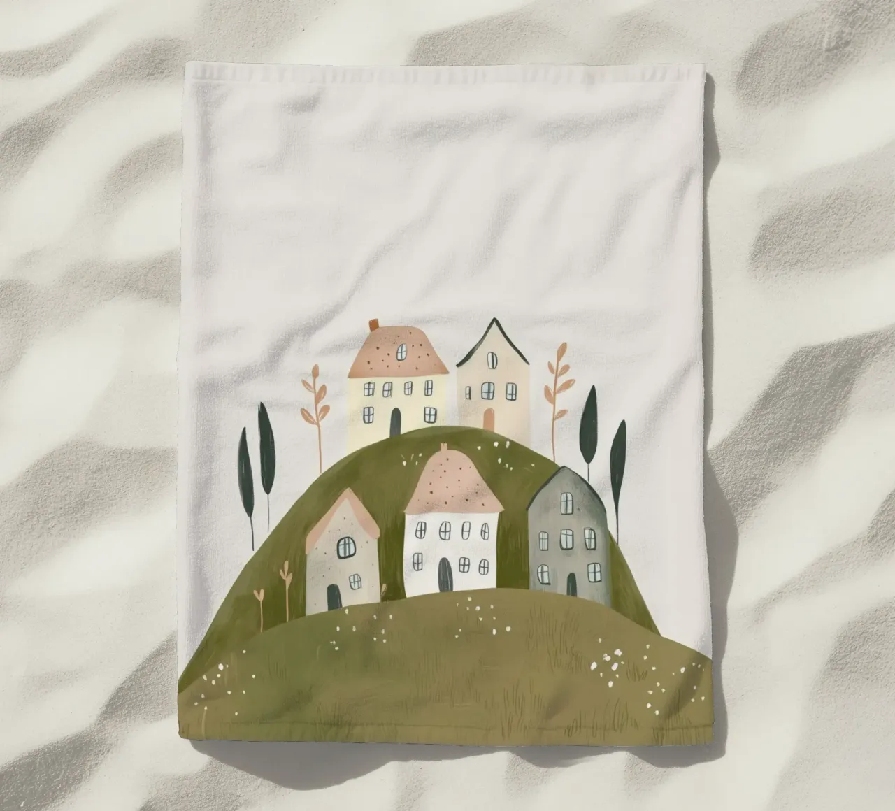 Boho Print with Cottages beach towel by Little Lola