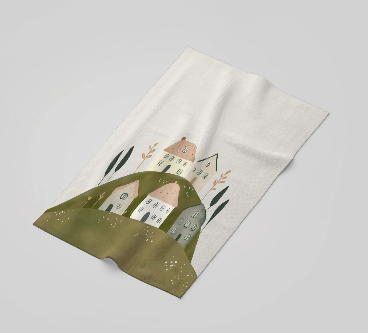 Boho Print with Cottages beach towel by Little Lola