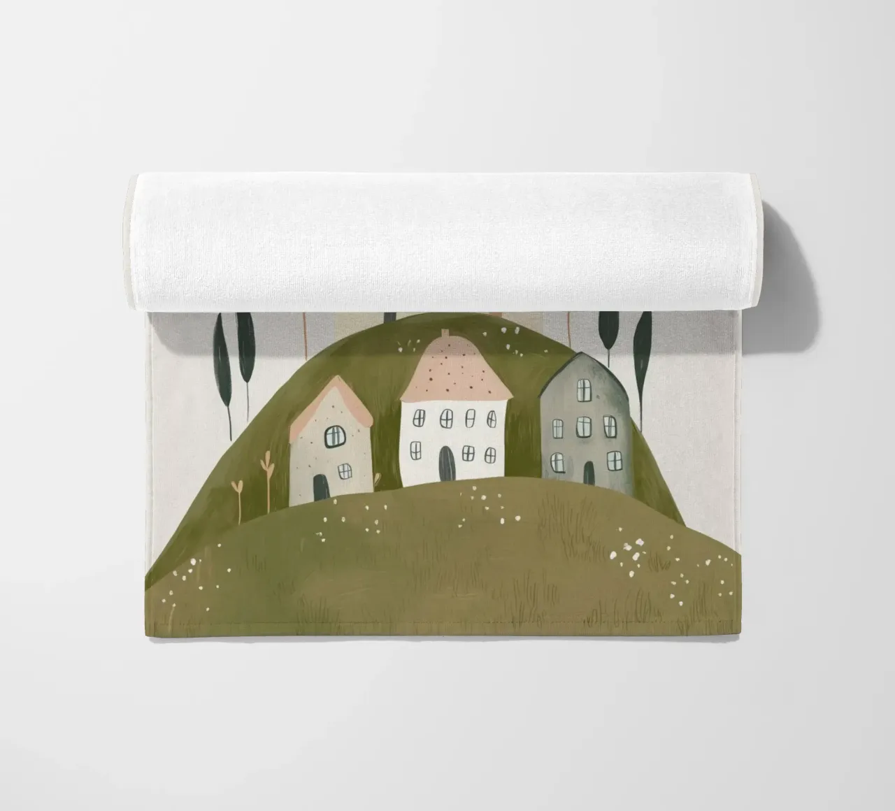 Boho Print with Cottages beach towel by Little Lola